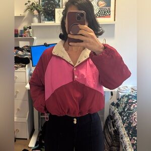 Pink and Red Cropped Jacket